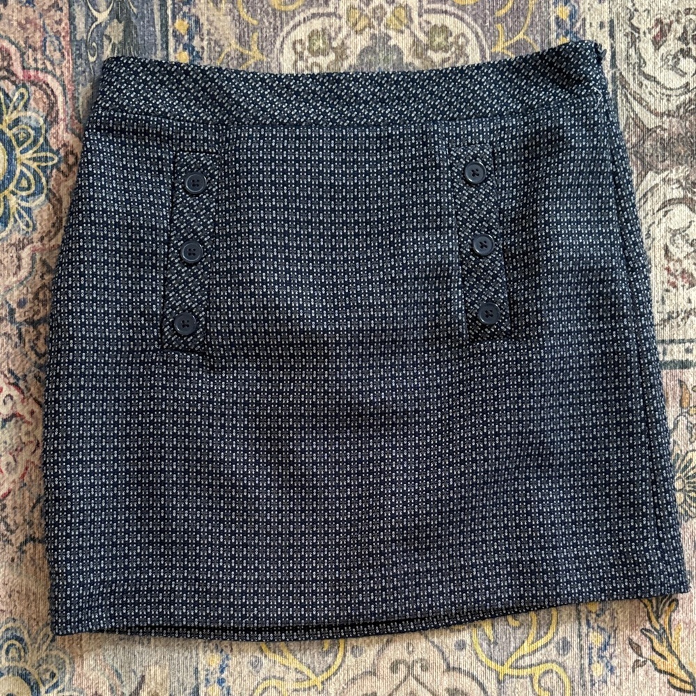 LOFT Navy Textured Mini Skirt - Picture 2 of 5